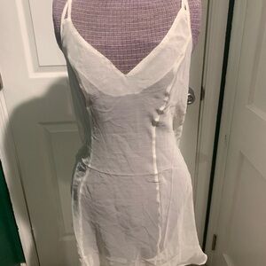 Lace-Trim White V-Neck Slip Chemise - Lightweight Women's Intimate
